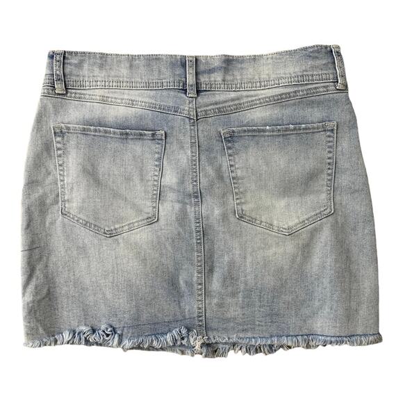 Distressed Denim Mini Skirt Rewash Size 9 Vintage Reunion - Picture 4 of 4